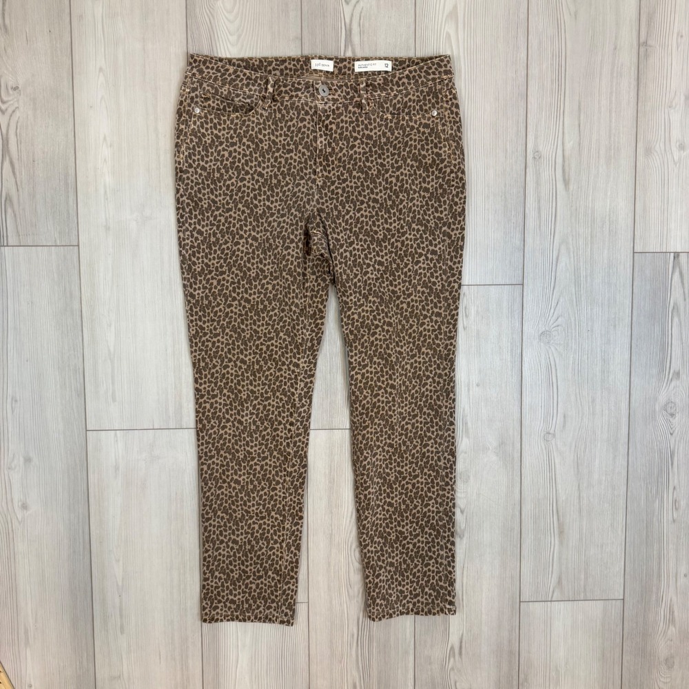 J. Jill Denim Authentic Fit Slim Ankle Leopard Print Jeans Brown Tan Size 12